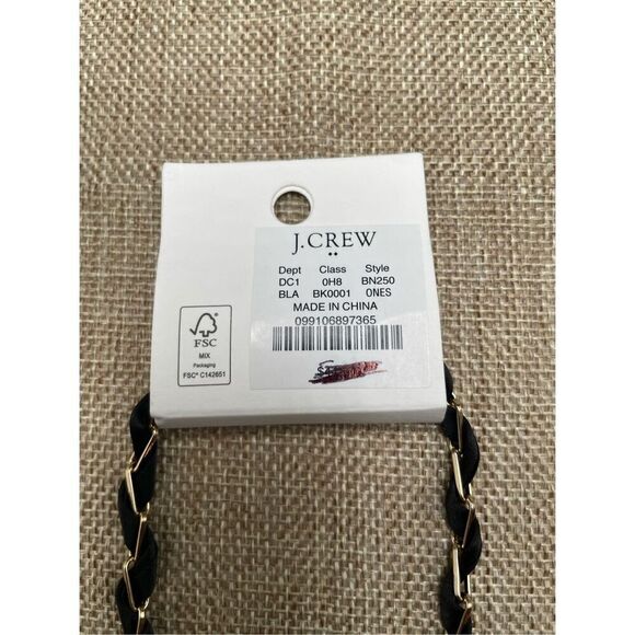 J. Crew Black and Gold Simple Elegant Minimalist Ribbon Wrapped Necklace New - Picture 4 of 5
